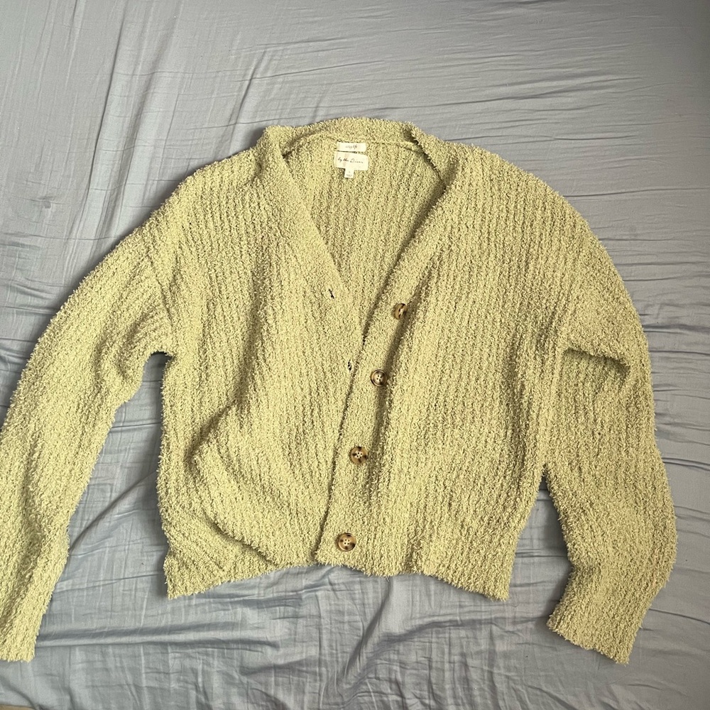 green cardigan